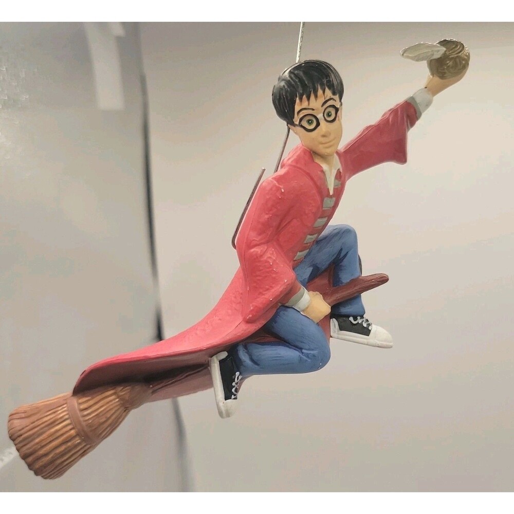 Harry Potter Quidditch Ornament Golden Snitch Broom Christmas Tree 2000 - 6"